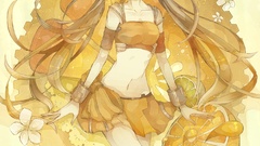 Flowers skirts long hair anime girls twintails illustrations 