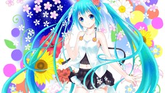Flowers skirts smiling long hair hatsune miku vocaloid 