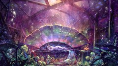 Flowers sleeping ruins anime girls animal ears artwork fantasy 