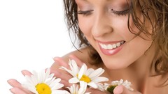 Flowers smiling white background