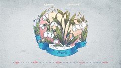 Flowers snowdrops white flowers Calendar Simple Background 