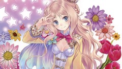 Flowers Stars brown blue eyes kishida mel cleavage Atelier 