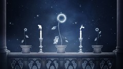 Flowers Stars moon Candles balcony night sky artwork