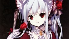 Flowers Stars roses dress hats fangs Vampires white hair red 