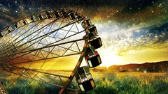 Flowers Stars sky wheel digital art