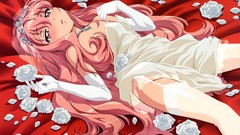 Flowers stockings blush pink hair long hair anime girls zero no 