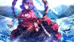 Flowers stones nature snow winter Mountains goddess red eyes 