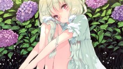Flowers summer cafe dress blondes anime girls