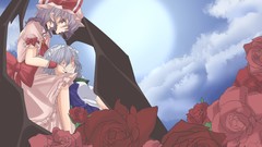 Flowers sun clouds roses wings dress hats Vampires red eyes 