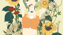 Flowers Sunflowers headphones skirts anime girls headsets 