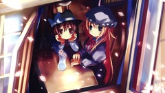 Flowers Tables hats red eyes Ribbons bows blondes long hair 