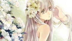 Flowers tears blondes anime girls crying hair ornaments