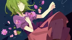 Flowers tears dress anime girls closed eyes crying short hair 