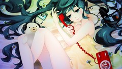 Flowers telephone long hair hatsune miku vocaloid teddy bears 