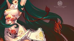 Flowers text dress lips gloves Ropes long hair anime girls 