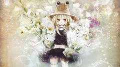 Flowers text hats goddess navel Ribbons blondes skirts blush 