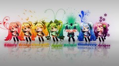 Flowers text headphones tie Chibi red eyes reflections blondes 