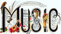 Flowers text Music abstract Typography Bells Scrolls