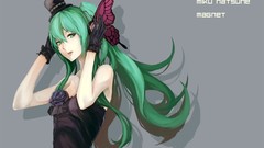 Flowers text roses gray background headphones dress hats gloves 