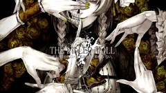 Flowers text roses hands Bones armor white hair gloves 