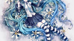 Flowers tie long hair anime girls school uniforms hatsune miku 