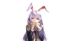 Flowers tie scarfs blush touhou animal ears purple hair reisen 