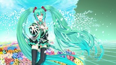 Flowers tie skirts long hair anime girls hatsune miku vocaloid 