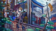 Flowers Trees Birds Japan Plants dress Umbrellas Flags 