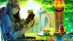 Flowers Trees Butterflies tea moon Books chairs wings Garden 