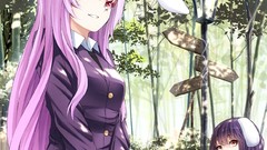 Flowers Trees dress tie skirts anime girls seifuku touhou 