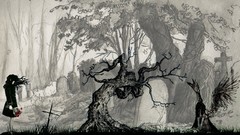 Flowers Trees grass black death black and white white woman 