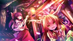 Flowers Trees night gate dress horns red dress lanterns bows 