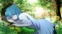 Flowers Trees Plants dress hatsune miku vocaloid forests lying 