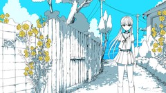 Flowers Trees roses Anime long hair anime girls hatsune miku 