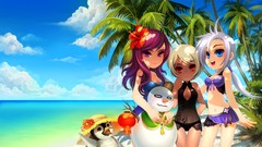 Flowers Trees water clouds ocean Plants Anime snowman red eyes 