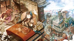 Flowers Trees wine food Anime sleeping brown glasses horns 