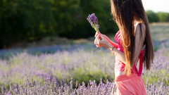 Flowers Trees woman pink clothing.