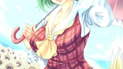 Flowers Umbrellas anime girls touhou kazami yuuka video games