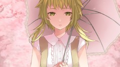 Flowers Umbrellas blondes anime girls vocaloid Megpoid Gumi