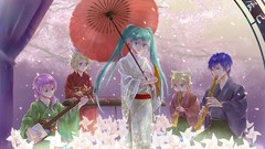 Flowers Umbrellas hatsune miku vocaloid megurine luka kagamine 