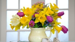 Flowers vase daffodils