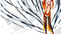 Flowers void lines navel white hair red eyes gloves Ribbons red 