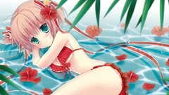 Flowers water Anime Mana anime girls little busters bikini 