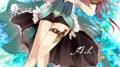 Flowers water apples food horns long hair anime girls blue eyes 