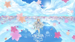Flowers water artist reflections anime girls blue eyes flower 