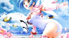 Flowers water ass wings angels blue hair green eyes flower in 