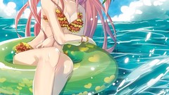 Flowers water Beaches pink hair nail polish open mouth original 