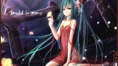 Flowers water Butterflies blue hair long hair anime girls 