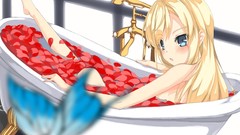 Flowers water Butterflies blush anime girls blue eyes boku wa 