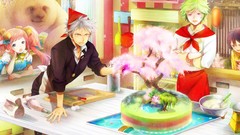 Flowers water dress pink hair long hair anime girls brown eyes 